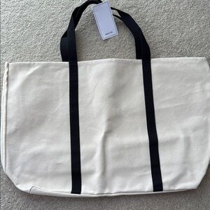 H&M Cream Tote Bag with Black Straps